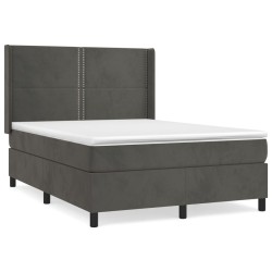 vidaXL Cama box spring con colchón terciopelo gris oscuro 140x190 cm