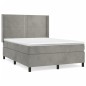 vidaXL Cama box spring con colchón terciopelo gris claro 140x200 cm vidaXL Cama box spring con colchón terciopelo gris claro 140x200 cm
