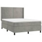 vidaXL Cama box spring con colchón terciopelo gris claro 140x200 cm vidaXL Cama box spring con colchón terciopelo gris claro 140x200 cm