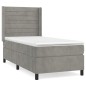 vidaXL Cama box spring con colchón terciopelo gris claro 90x190 cm vidaXL Cama box spring con colchón terciopelo gris claro 90x190 cm
