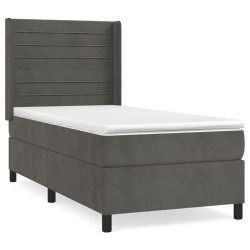 vidaXL Cama box spring con colchón terciopelo gris oscuro 90x200 cm