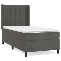 vidaXL Cama box spring con colchón terciopelo gris oscuro 80x200 cm