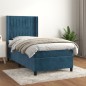 vidaXL Cama box spring con colchón terciopelo azul oscuro 100x200 cm vidaXL Cama box spring con colchón terciopelo azul oscuro 100x200 cm