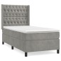 vidaXL Cama box spring con colchón terciopelo gris claro 100x200 cm vidaXL Cama box spring con colchón terciopelo gris claro 100x200 cm