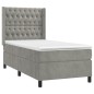 vidaXL Cama box spring con colchón terciopelo gris claro 100x200 cm vidaXL Cama box spring con colchón terciopelo gris claro 100x200 cm