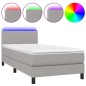 vidaXL Cama box spring colchón y luces LED tela gris claro 90x200 cm vidaXL Cama box spring colchón y luces LED tela gris claro 90x200 cm