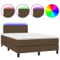 vidaXL Cama box spring con colchón LED tela marrón oscuro 120x200 cm vidaXL Cama box spring con colchón LED tela marrón oscuro 120x200 cm
