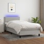 vidaXL Cama box spring colchón y luces LED tela gris claro 90x200 cm vidaXL Cama box spring colchón y luces LED tela gris claro 90x200 cm