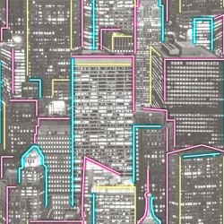 Noordwand Papel de pared Good Vibes Skyscrapers Glow in Dark gris