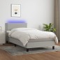 vidaXL Cama box spring colchón y luces LED tela gris claro 100x200 cm vidaXL Cama box spring colchón y luces LED tela gris claro 100x200 cm