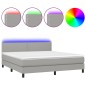 vidaXL Cama box spring colchón y luces LED tela gris claro 160x200 cm vidaXL Cama box spring colchón y luces LED tela gris claro 160x200 cm