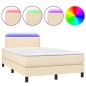 vidaXL Cama box spring con colchón y LED tela crema 120x200 cm vidaXL Cama box spring con colchón y LED tela crema 120x200 cm