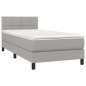 vidaXL Cama box spring colchón y luces LED tela gris claro 80x200 cm vidaXL Cama box spring colchón y luces LED tela gris claro 80x200 cm
