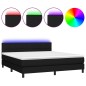 vidaXL Cama box spring colchón y luces LED tela negro 180x200 cm vidaXL Cama box spring colchón y luces LED tela negro 180x200 cm