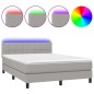 vidaXL Cama box spring colchón y luces LED tela gris claro 140x190 cm vidaXL Cama box spring colchón y luces LED tela gris claro 140x190 cm