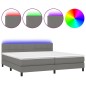 vidaXL Cama box spring colchón y luces LED tela gris claro 200x200 cm vidaXL Cama box spring colchón y luces LED tela gris claro 200x200 cm