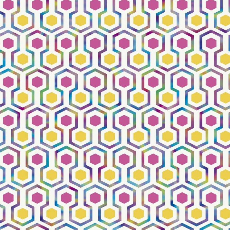 Noordwand Papel de pared Good Good Vibes Hexagon Pattern rosa amarillo Noordwand Papel de pared Good Good Vibes Hexagon Pattern rosa amarillo