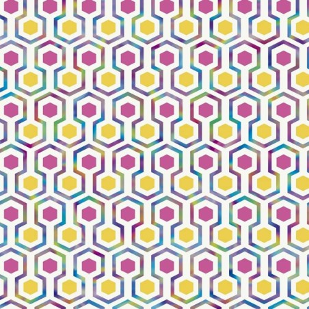 Noordwand Papel de pared Good Good Vibes Hexagon Pattern rosa amarillo