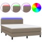 vidaXL Cama box spring colchón y luces LED tela gris taupe 140x190 cm vidaXL Cama box spring colchón y luces LED tela gris taupe 140x190 cm