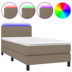 vidaXL Cama box spring colchón y luces LED gris taupe 80x200 cm