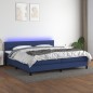 vidaXL Cama box spring colchón y luces LED tela azul 200x200 cm