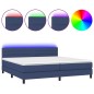 vidaXL Cama box spring colchón y luces LED tela azul 200x200 cm