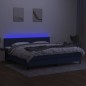 vidaXL Cama box spring colchón y luces LED tela azul 200x200 cm