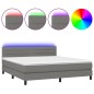 vidaXL Cama box spring colchón y luces LED tela gris oscuro 160x200 cm vidaXL Cama box spring colchón y luces LED tela gris oscuro 160x200 cm