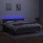 vidaXL Cama box spring colchón y luces LED tela gris oscuro 160x200 cm vidaXL Cama box spring colchón y luces LED tela gris oscuro 160x200 cm