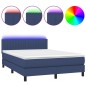 vidaXL Cama box spring colchón y luces LED tela azul 140x190 cm vidaXL Cama box spring colchón y luces LED tela azul 140x190 cm