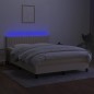 vidaXL Cama box spring colchón y luces LED tela crema 140x200 cm vidaXL Cama box spring colchón y luces LED tela crema 140x200 cm