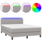 vidaXL Cama box spring colchón y luces LED tela gris claro 140x200 cm vidaXL Cama box spring colchón y luces LED tela gris claro 140x200 cm