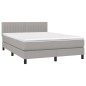 vidaXL Cama box spring colchón y luces LED tela gris claro 140x200 cm vidaXL Cama box spring colchón y luces LED tela gris claro 140x200 cm