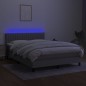 vidaXL Cama box spring colchón y luces LED tela gris claro 140x200 cm vidaXL Cama box spring colchón y luces LED tela gris claro 140x200 cm