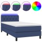 vidaXL Cama box spring colchón y luces LED tela azul 80x200 cm vidaXL Cama box spring colchón y luces LED tela azul 80x200 cm