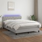 vidaXL Cama box spring colchón y luces LED tela gris claro 140x200 cm vidaXL Cama box spring colchón y luces LED tela gris claro 140x200 cm