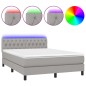 vidaXL Cama box spring colchón y luces LED tela gris claro 140x200 cm vidaXL Cama box spring colchón y luces LED tela gris claro 140x200 cm