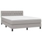 vidaXL Cama box spring colchón y luces LED tela gris claro 140x200 cm vidaXL Cama box spring colchón y luces LED tela gris claro 140x200 cm