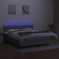 vidaXL Cama box spring colchón y luces LED tela gris claro 160x200 cm vidaXL Cama box spring colchón y luces LED tela gris claro 160x200 cm