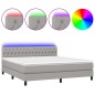 vidaXL Cama box spring colchón y luces LED tela gris claro 180x200 cm vidaXL Cama box spring colchón y luces LED tela gris claro 180x200 cm