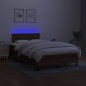 vidaXL Cama box spring con colchón y LED tela marrón oscuro 120x200 cm vidaXL Cama box spring con colchón y LED tela marrón oscuro 120x200 cm