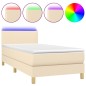 vidaXL Cama box spring colchón y luces LED tela crema 80x200 cm