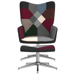 vidaXL Silla de relajación con reposapiés tela patchwork