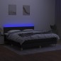 vidaXL Cama box spring con colchón LED tela negro 180x200 cm