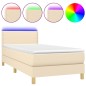 vidaXL Cama box spring con colchón y LED tela crema 90x200 cm vidaXL Cama box spring con colchón y LED tela crema 90x200 cm