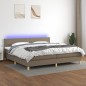 vidaXL Cama box spring con colchón LED tela gris taupe 200x200 cm vidaXL Cama box spring con colchón LED tela gris taupe 200x200 cm