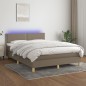 vidaXL Cama box spring colchón y luces LED tela gris taupe 140x190 cm vidaXL Cama box spring colchón y luces LED tela gris taupe 140x190 cm
