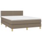 vidaXL Cama box spring colchón y luces LED tela gris taupe 140x190 cm vidaXL Cama box spring colchón y luces LED tela gris taupe 140x190 cm