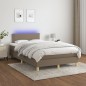 vidaXL Cama box spring con colchón y LED tela gris taupe 120x200 cm vidaXL Cama box spring con colchón y LED tela gris taupe 120x200 cm
