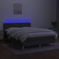vidaXL Cama box spring colchón y luces LED tela gris oscuro 140x200 cm vidaXL Cama box spring colchón y luces LED tela gris oscuro 140x200 cm
